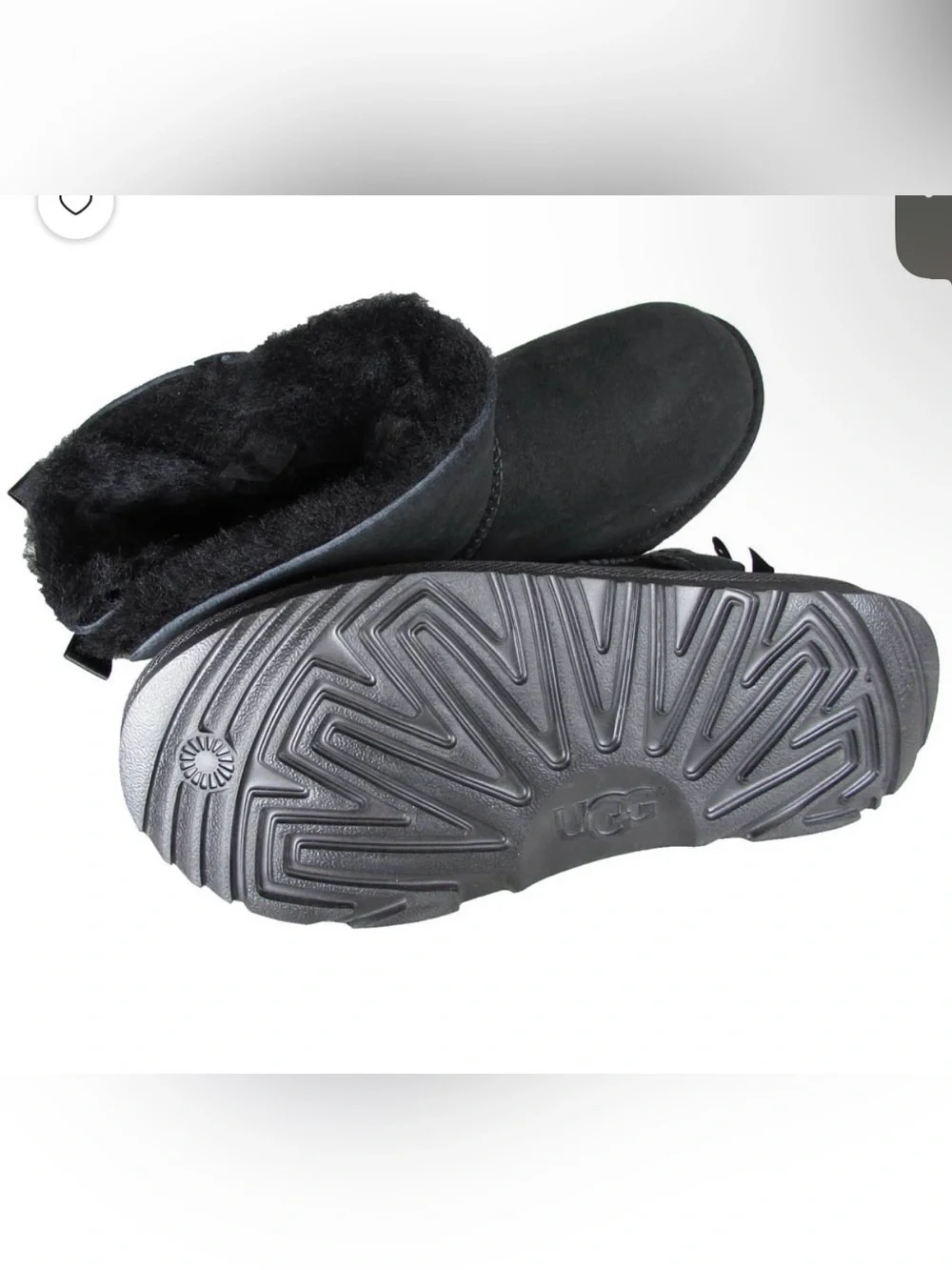 UGG Black Short Bow-Back Shearling Boot